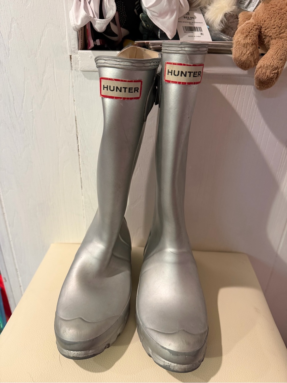 Hunter Silver Metallic Knee-High Rain Boots